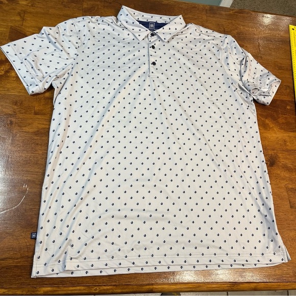 Mizzen+Main white blue design polo size XXL trim - Picture 1 of 7